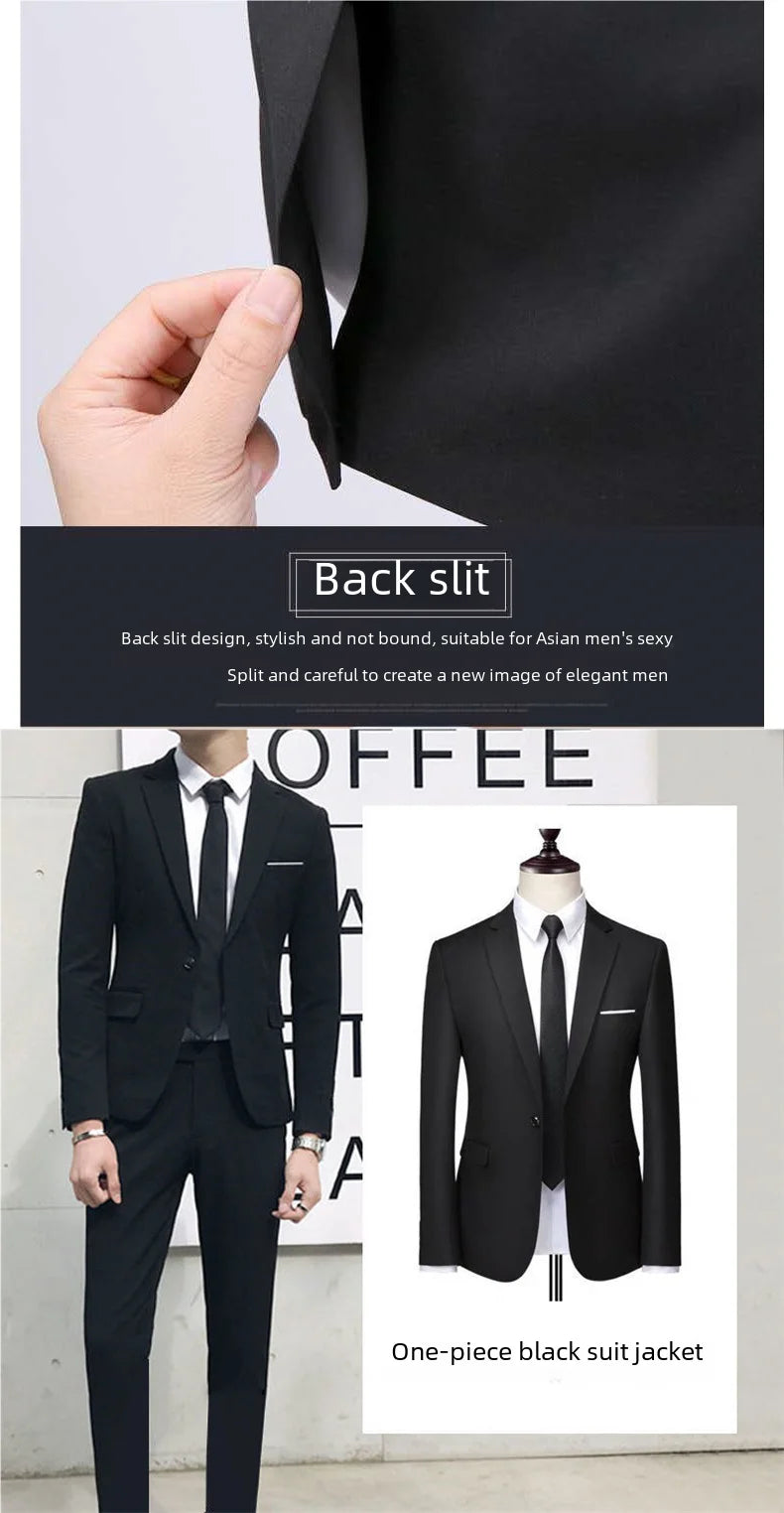 Men's Three-piece Suit Casual Slim Fit Western-style Business Attire Korean Version Youth Student Style Smooth Sihouette - Premium  from Lizard Vigilante - Just $37.99! Shop now at Lizard Vigilante