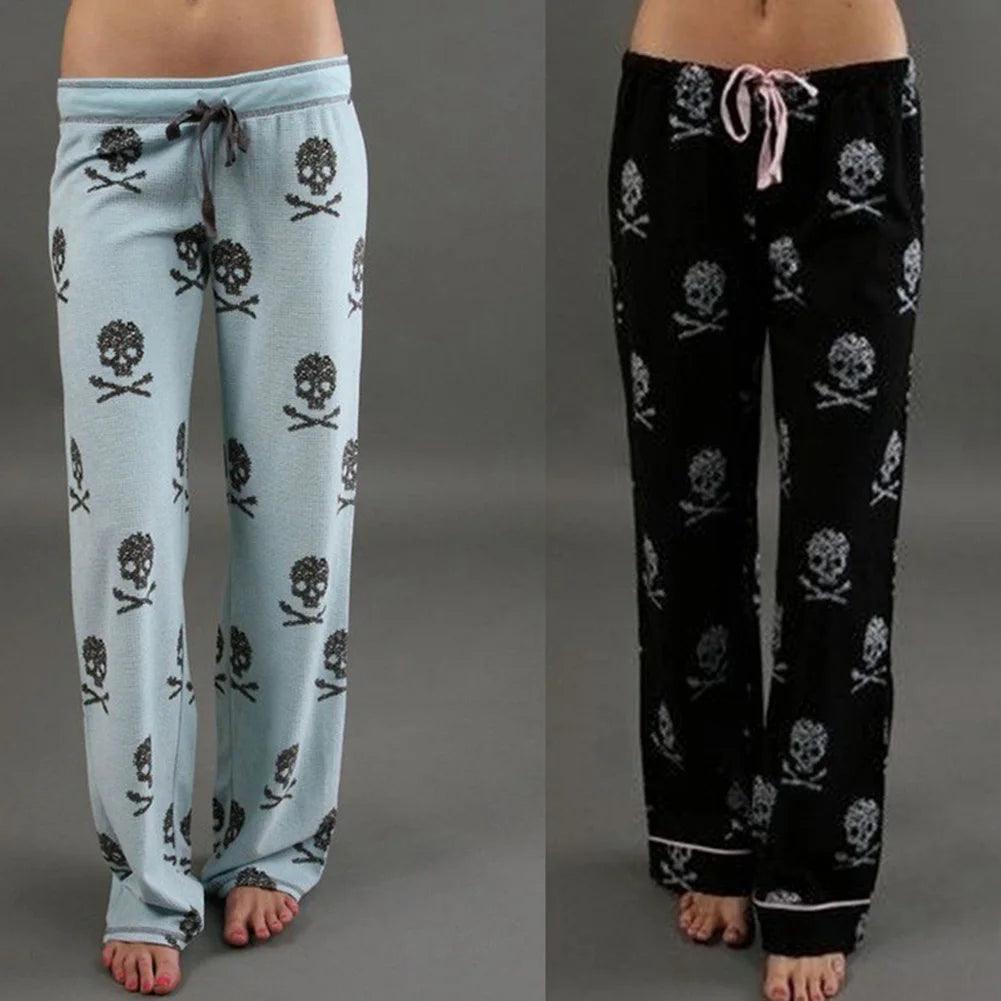 Summer Women Pants Palazzo High Waist Trousers Skull Printed Pajama At Home Casual Palazzo Leggings Trouser Wide Leg Long Pants - Lizard Vigilante