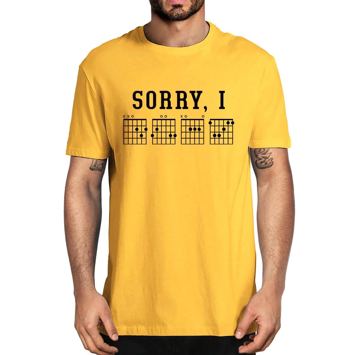 Sorry I-DGAF Hidden Message Guitar Chords Vintage Summer Men's Novelty T-Shirt Women Casual Streetwear Tee 100% Cotton Funny - Lizard Vigilante