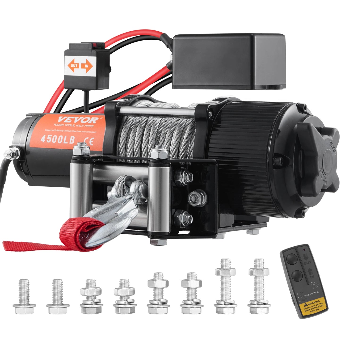 VEVOR Electric Winch,12V 4500 lbs Capacity Steel Rope Winch,IP55 39ft ATV UTV Winch w/ Wireless Handheld Remote & 4-Way Fairlead - Premium  from Lizard Vigilante - Just $155.99! Shop now at Lizard Vigilante