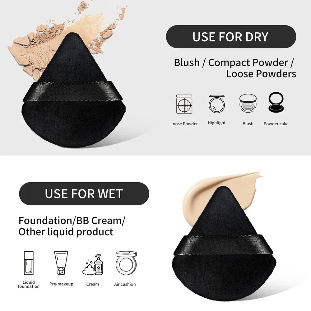 Wholesale 10/ 12 Pcs Triangle Powder Puff Wet Dry Use For Loose Powder Liquid Cosmetic Soft Plush Powder Puff Makeup Foundation