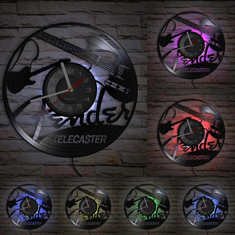 Guitar Player Vinyl Record Wall Clock: The Rock Music Instrument Wall Art for Your Living Room