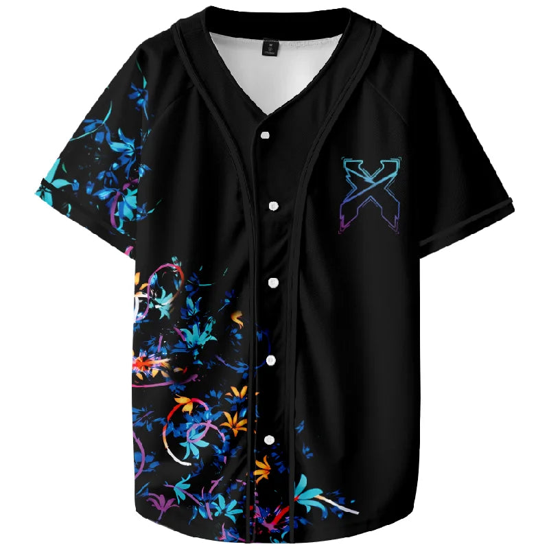 Excision Floral Baseball Jersey – Custom EDM Print Baseball Uniform for Men, Harajuku-Inspired, Breathable Casual Summer Wear - Premium jersey from Lizard Vigilante - Just $24.99! Shop now at Lizard Vigilante