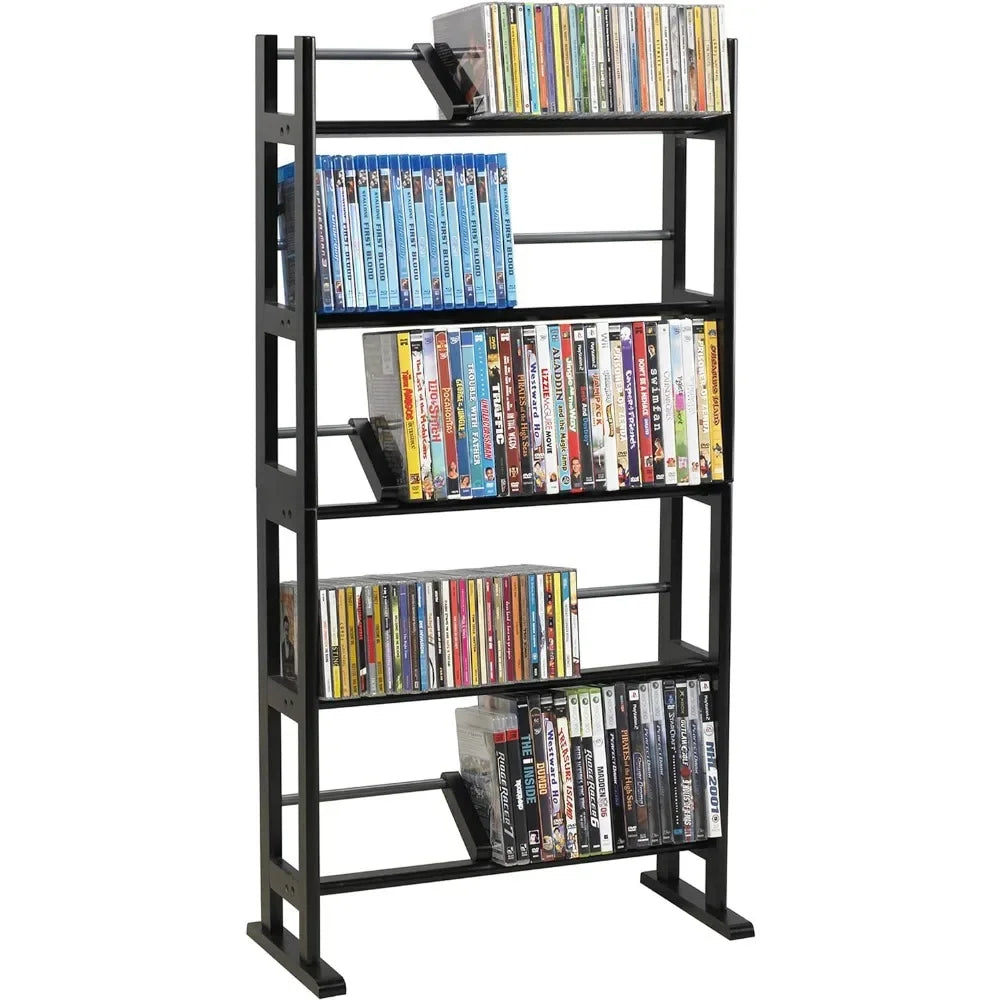 Contemporary Wood & Metal CD/DVD Rack with Wide Feet Holds Up to 230 CDs or 150 DVDs - Premium shelving from Lizard Vigilante - Just $46.99! Shop now at Lizard Vigilante