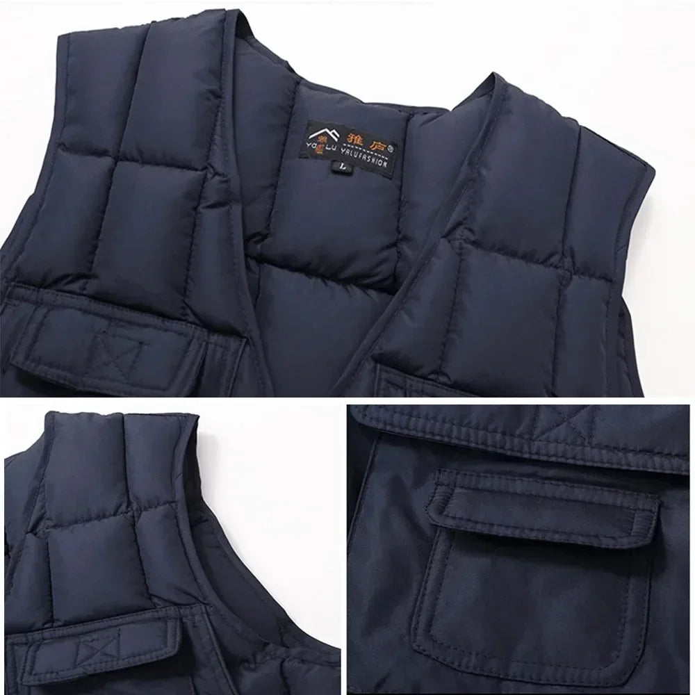 Classic Multi-Pocket Men's Padded Vest - Winter Warm Tactical Jacket - Premium vest from Lizard Vigilante - Just $23.88! Shop now at Lizard Vigilante