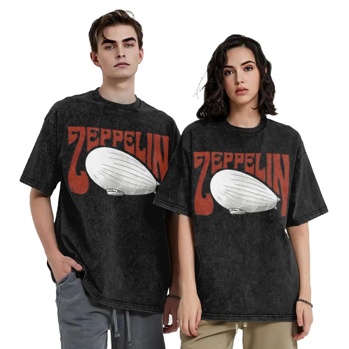 Oversize Rock Band Zeppelins Mothership Apparel T Shirt Washed Style Casual Top Tees Streetwear for Men Women Leds Rock T-Shirts - Premium  from Lizard Vigilante - Just $28.99! Shop now at Lizard Vigilante