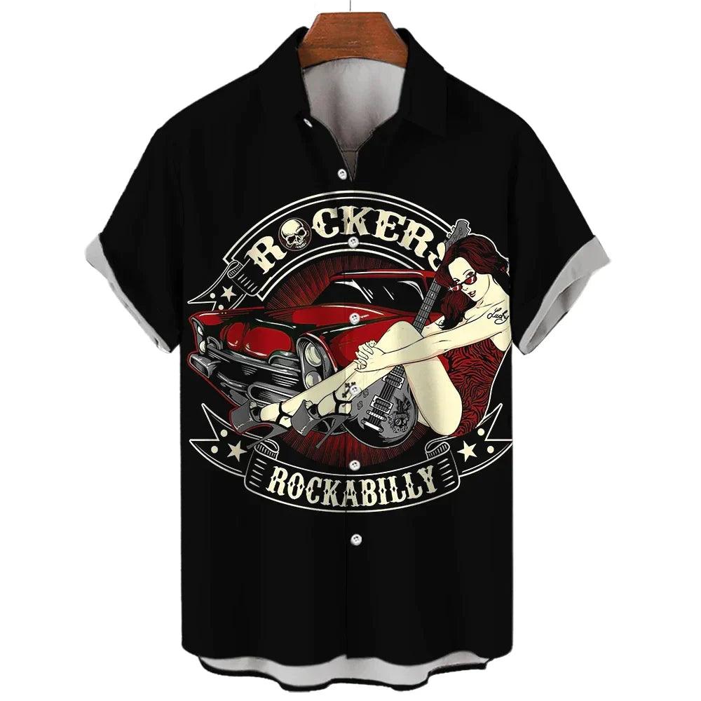 Rock & Roll Guitar Beauty Printed Shirt 3D Digital Printing Men's Casual S-6XL - Lizard Vigilante