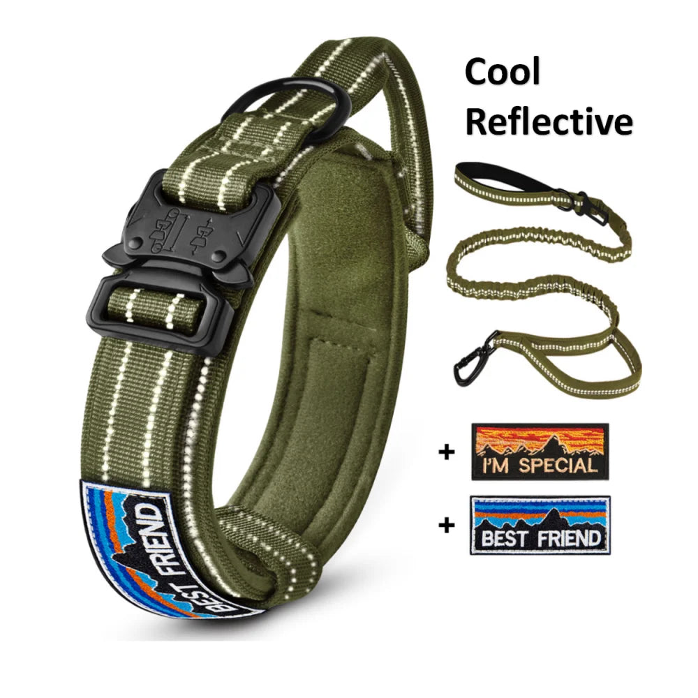 Durable Tactical Dog Collar and Leash Set – Adjustable, Padded, Reflective Military Training Collar for Medium to Large Dogs - Premium collar from Lizard Vigilante - Just $22.99! Shop now at Lizard Vigilante