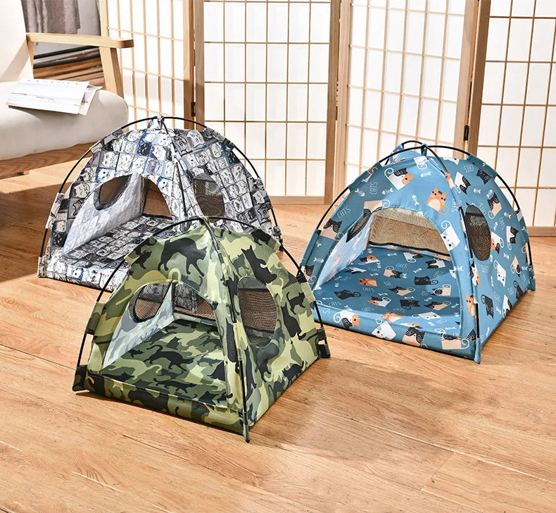 ZK20 Floral Print Pet Tent Bed – Portable & Cozy Cat and Small Dog House | Indoor Folding Enclosed Pet Teepee for Cats, Puppies, and Rabbits - Premium pet bed from Lizard Vigilante - Just $29.99! Shop now at Lizard Vigilante