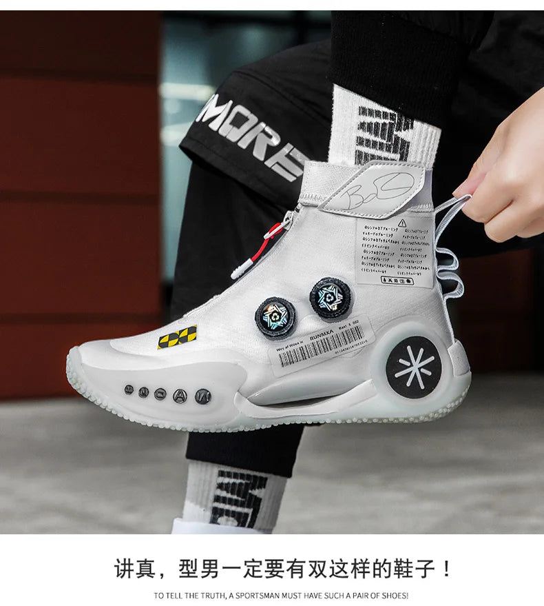 Brand Hip-hop Sneakers Men High-top Men Basketball Shoes Kids Women Designer Basket Boots Fashion Street Style Sports Shoes Male - Premium  from Lizard Vigilante - Just $66.99! Shop now at Lizard Vigilante