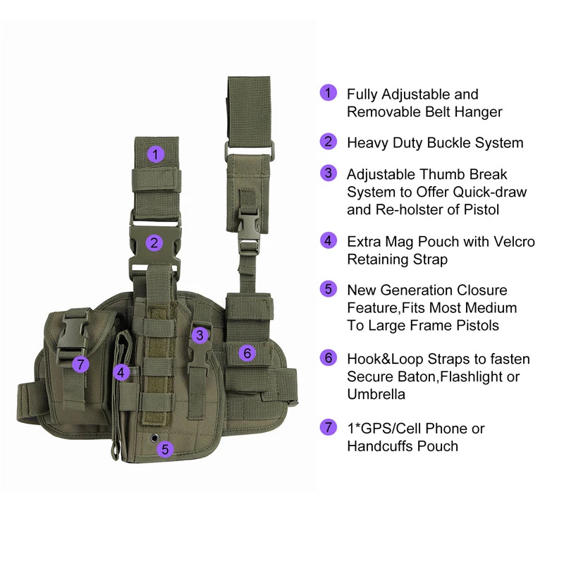 Tactical Leg Gun Holster Outdoor Multi-function Camouflage Bag Tied Leg Pistol Protective Cover Phone Pocket Hunting Gear - Premium  from Lizard Vigilante - Just $29.99! Shop now at Lizard Vigilante