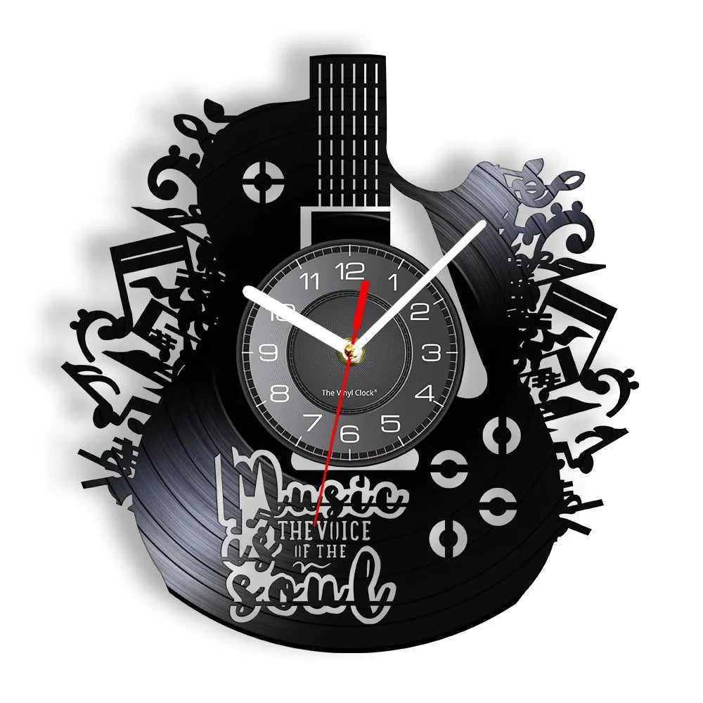 Guitar Player Vinyl Record Wall Clock: The Rock Music Instrument Wall Art for Your Living Room