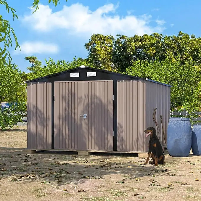 Spacious Outdoor Storage Shed - Metal Galvanized Steel for Backyard - Premium shed from Lizard Vigilante - Just $314.99! Shop now at Lizard Vigilante