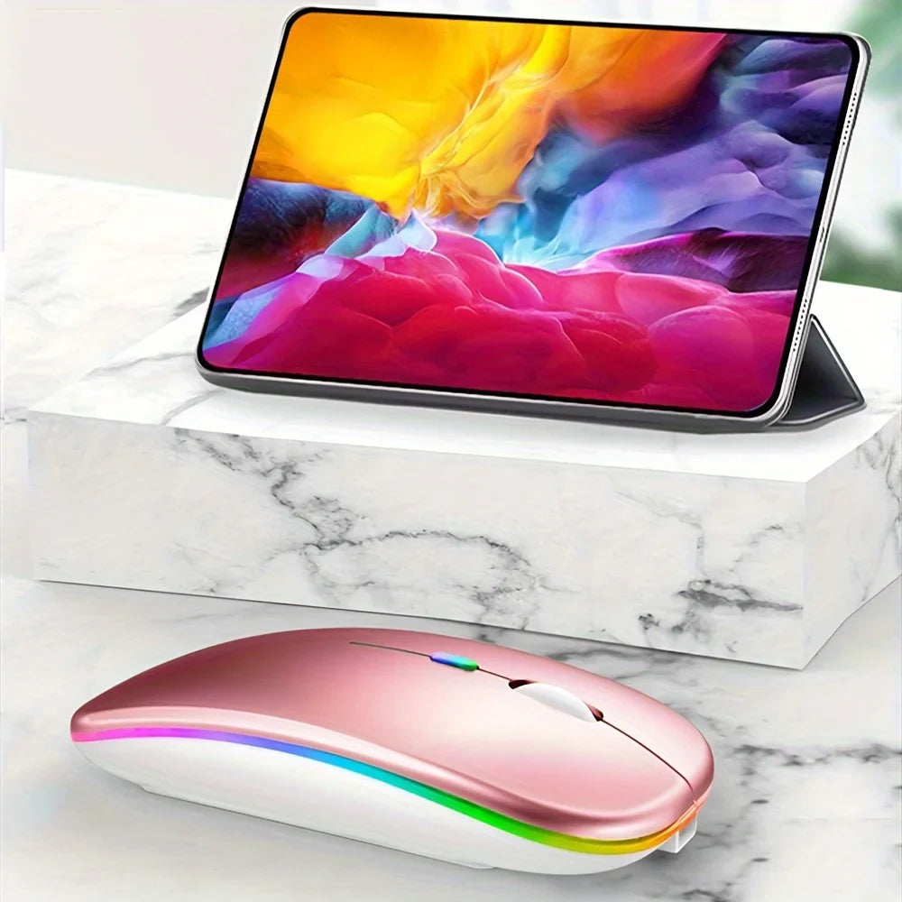 Wireless Mouse Gaming Mouse Backlight USB Compatible RGB Rechargeable Mice Silent Backlit Ergonomic Gaming Mouse for Laptop PC