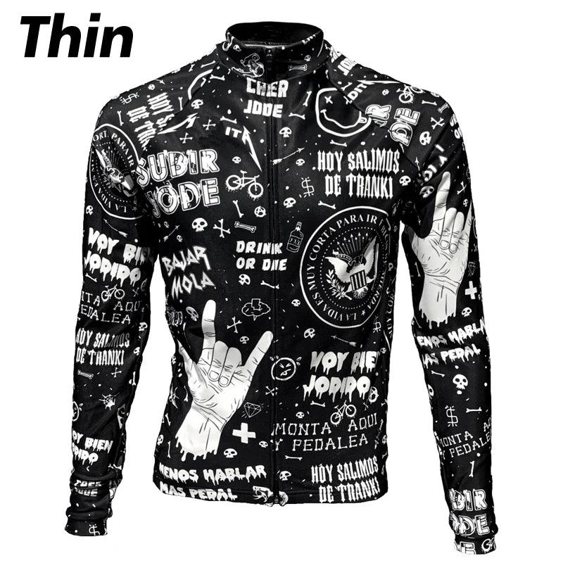 NEW Orange Tattoo Winter Thermal Long Sleeve Rock Cycling Jersey Black Bike & Thin Bicycle Clothing Wear - Premium jacket from Lizard Vigilante - Just $52.99! Shop now at Lizard Vigilante