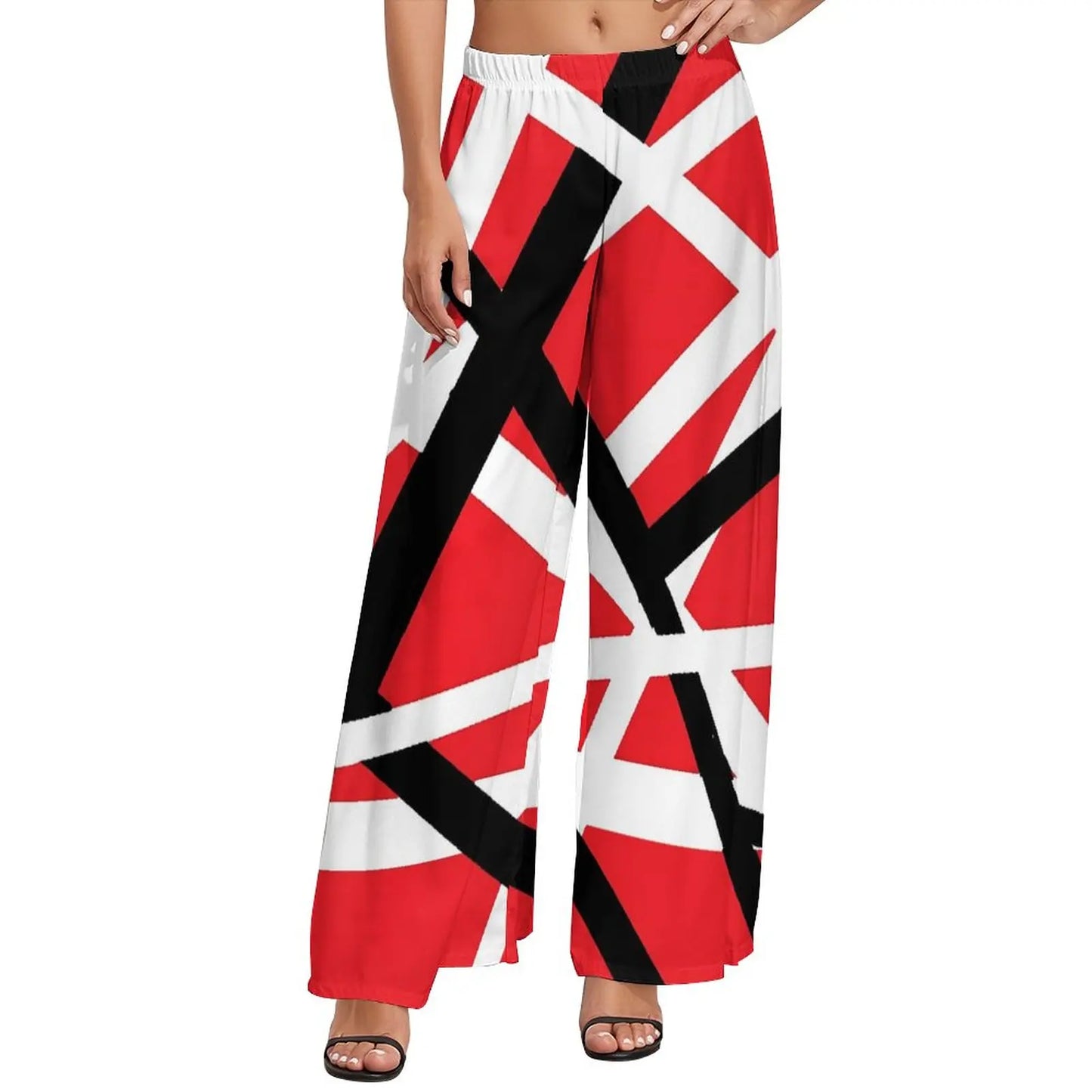 Vintage Van Halen Women's Wide Leg Casual Trousers – High Waist Street Fashion Gift - Premium pants from Lizard Vigilante - Just $45.88! Shop now at Lizard Vigilante