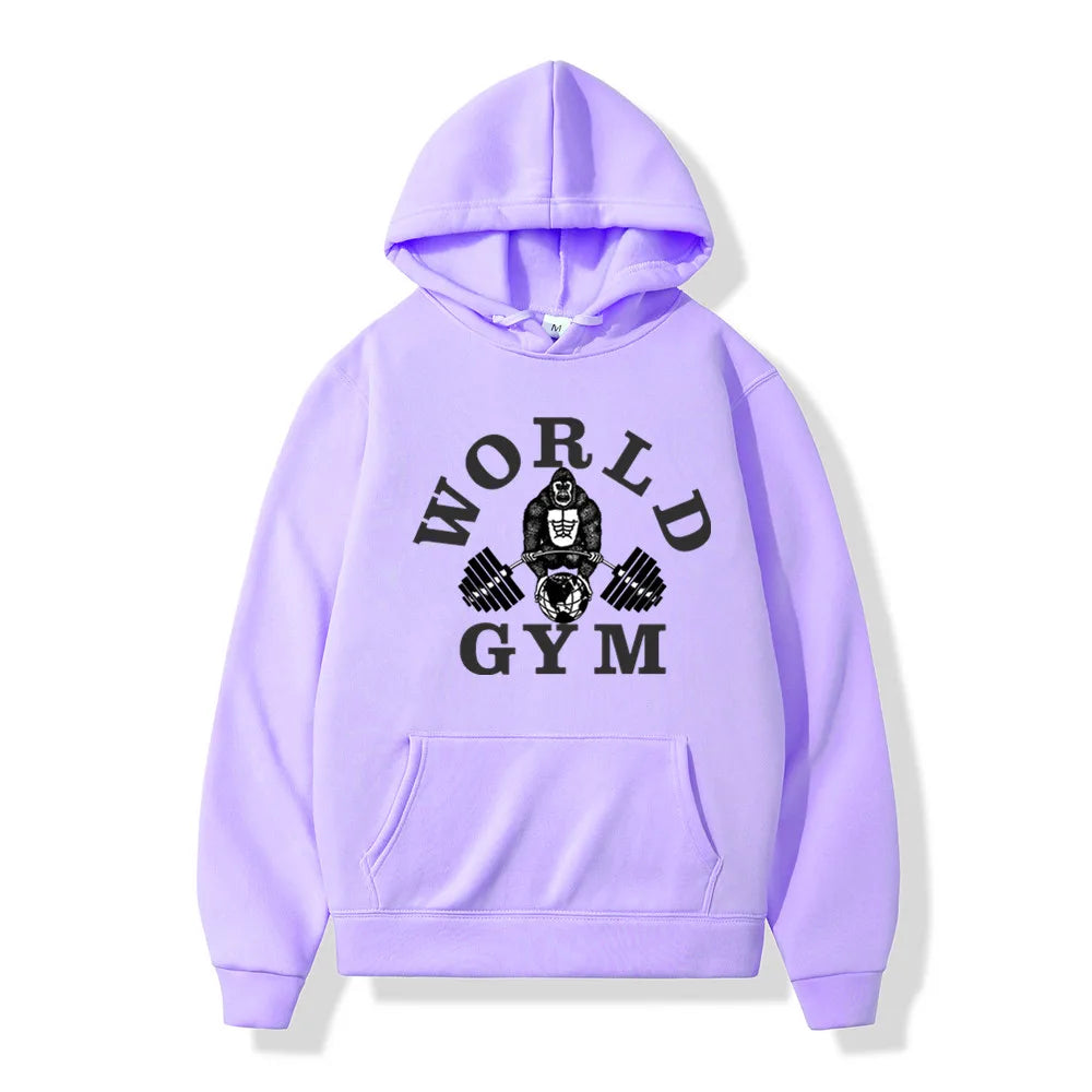 World Gym Harajuku Fleece Hoodie – Hip Hop Streetwear Pullover For Men And Women