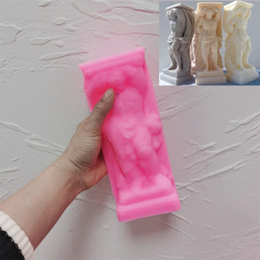 Atlant Statue Silicone Mold Unique Bust Sculpture Soy Wax Candle Mould Greek Mythology Home Decor