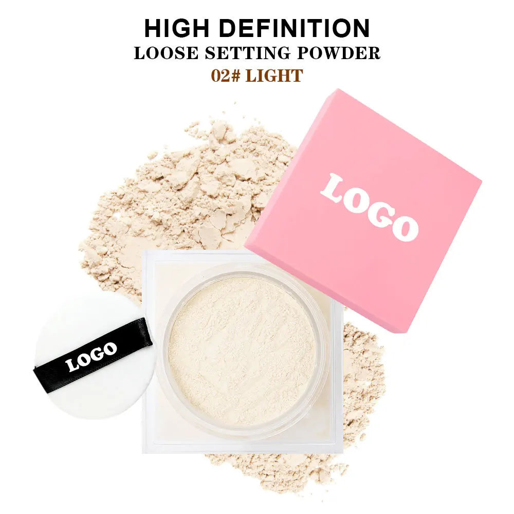 Loose Setting Powder Face Makeup Foundation Vegan Cosmetics Natural Pink Package Matte Compact Powder Custom Logo Wholesale 20pc