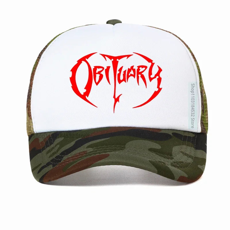 Heavy Metal Rock Music Men's Women's Obituary Baseball Cap - Premium baseball cap from Lizard Vigilante - Just $23.88! Shop now at Lizard Vigilante