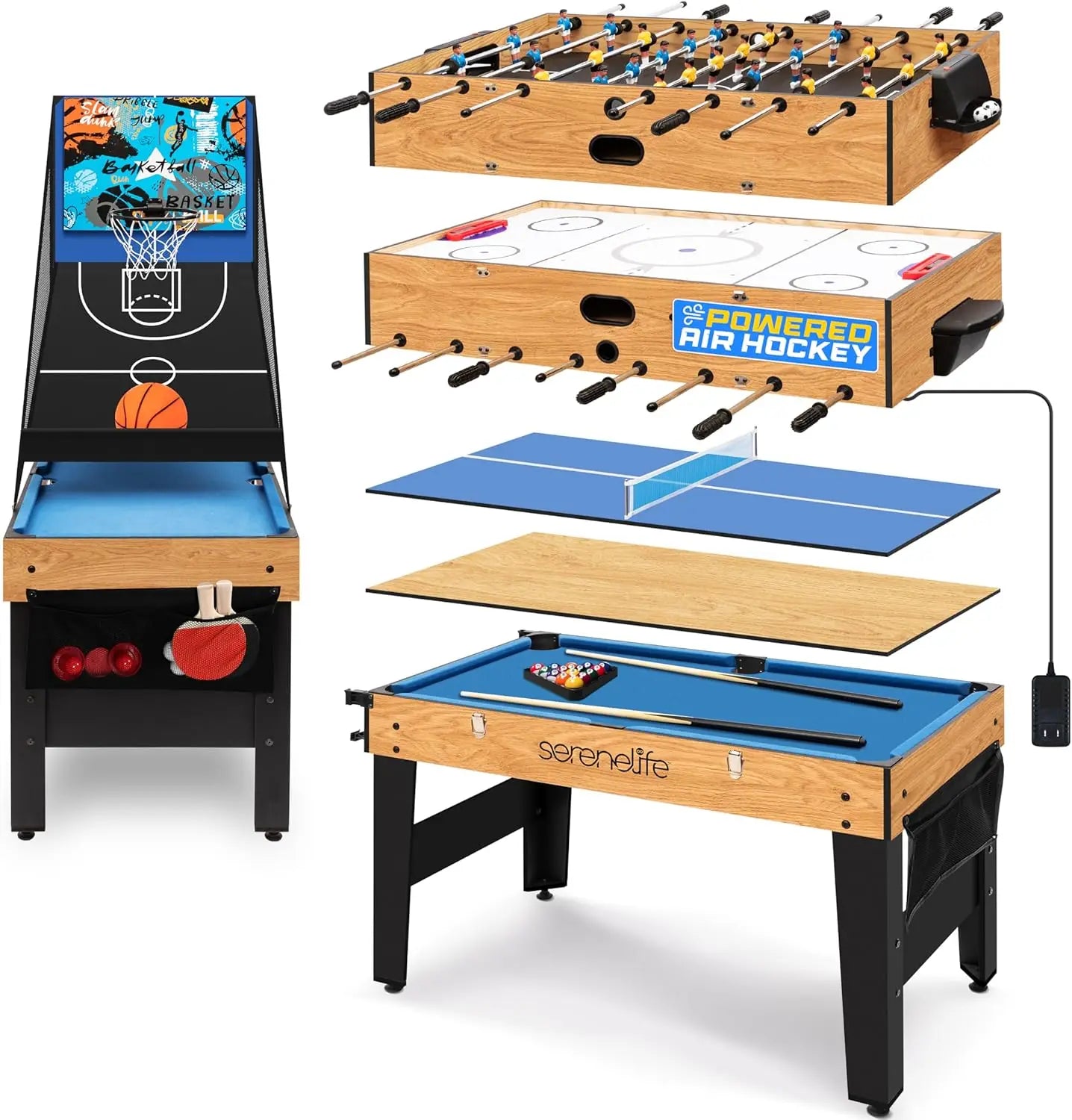 48" 6-in-1 Multi Game Table – Full-Size Indoor & Outdoor Arcade Sports Table with Pool, Air Hockey, Foosball, Basketball, Table Tennis, and Dining - Premium game table from Lizard Vigilante - Just $199.88! Shop now at Lizard Vigilante