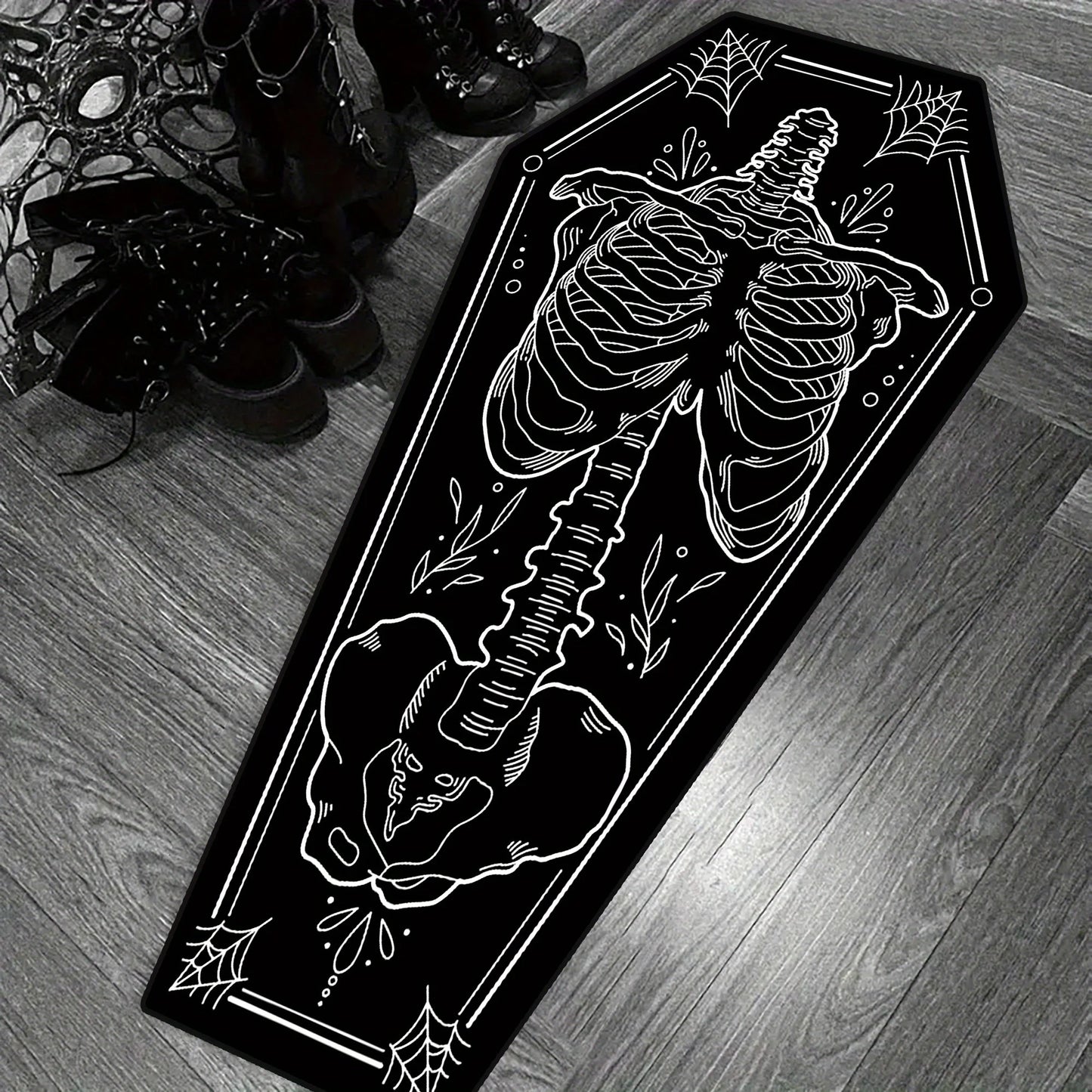 Gothic Coffin Skeleton Rug – Tactical Comfort Zone for Hardcore Homes & Battle-Ready Decor