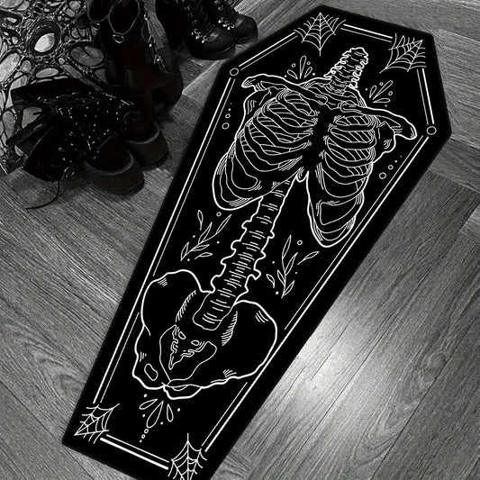 Gothic Coffin Skeleton Rug – Tactical Comfort Zone for Hardcore Homes & Battle-Ready Decor