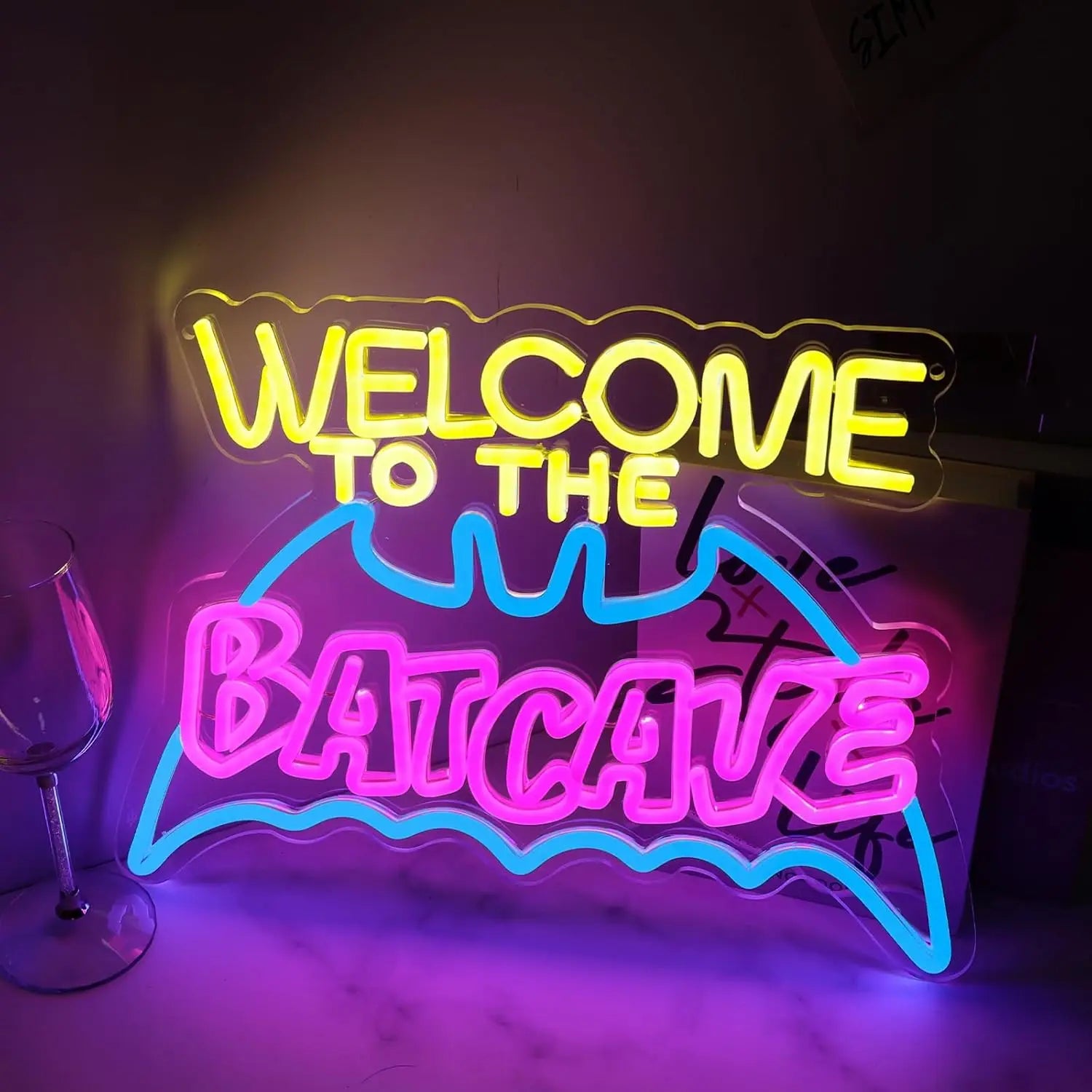 Bat Cave Neon Light Sign – Dimmable LED Neon Wall Decor for Parties, Clubs, and Man Caves - Premium neon sign from Lizard Vigilante - Just $58.88! Shop now at Lizard Vigilante