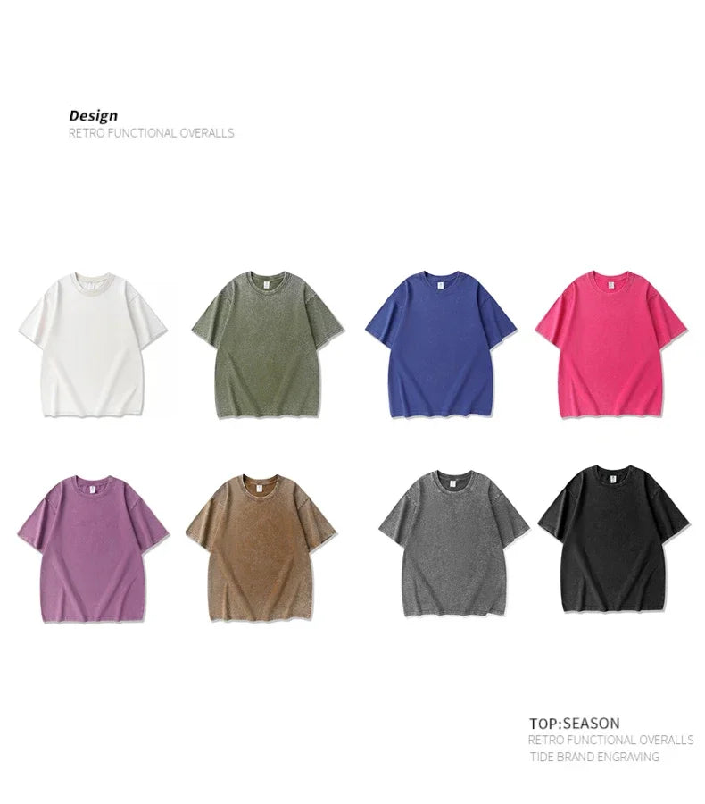 250gsm Vintage Acid Wash Punk Tee – Retro Streetwear T-Shirt for Men & Women | Harajuku Hip-Hop Grunge Cotton Short Sleeve | Namou Drane Exclusive - Premium tee from dsers - Just $27.77! Shop now at Lizard Vigilante