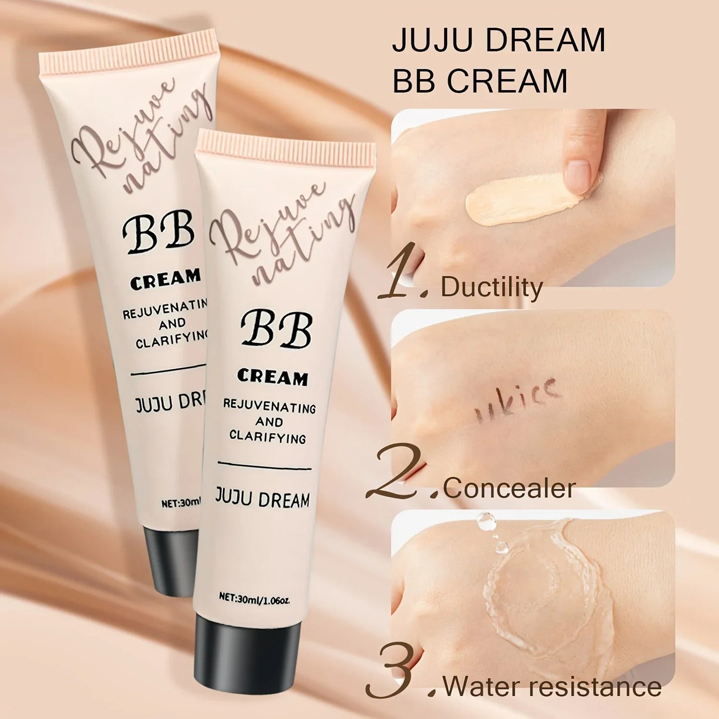 Natural Concealer BB cream, moisturizing & nourishing foundation, waterproof & long-lasting full coverage, suitable for all skin