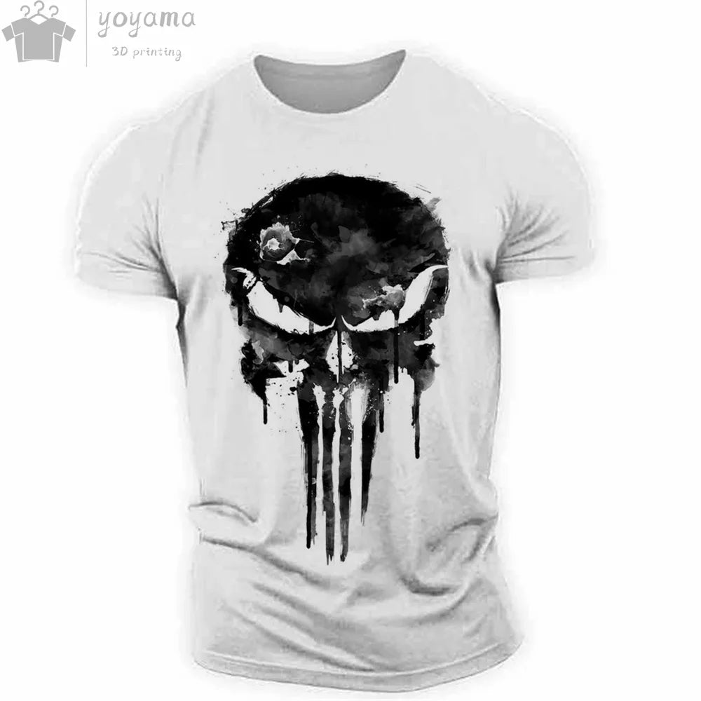 Men's T Shirt 3d Print Military Patriotic Skull O-Neck T Shirt Oversized T-Shirt Short-Sleeved Tee Sportswear Men's Clothing Top - Premium t-shirt from Lizard Vigilante - Just $23.88! Shop now at Lizard Vigilante