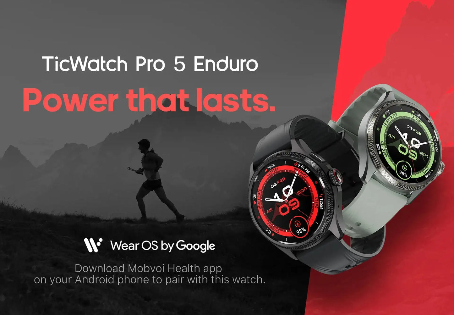 TicWatch Pro 5 Enduro Wear OS Smartwatch for Men 90Hrs Battery 110+ Workout Modes 7/24 Heart Rate Compass and Android Compatible