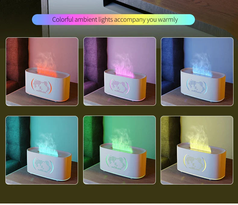 Map Humidifier Colorful Gradient Flame Aroma Diffuser Home Hotel Desktop USB Air Humidification