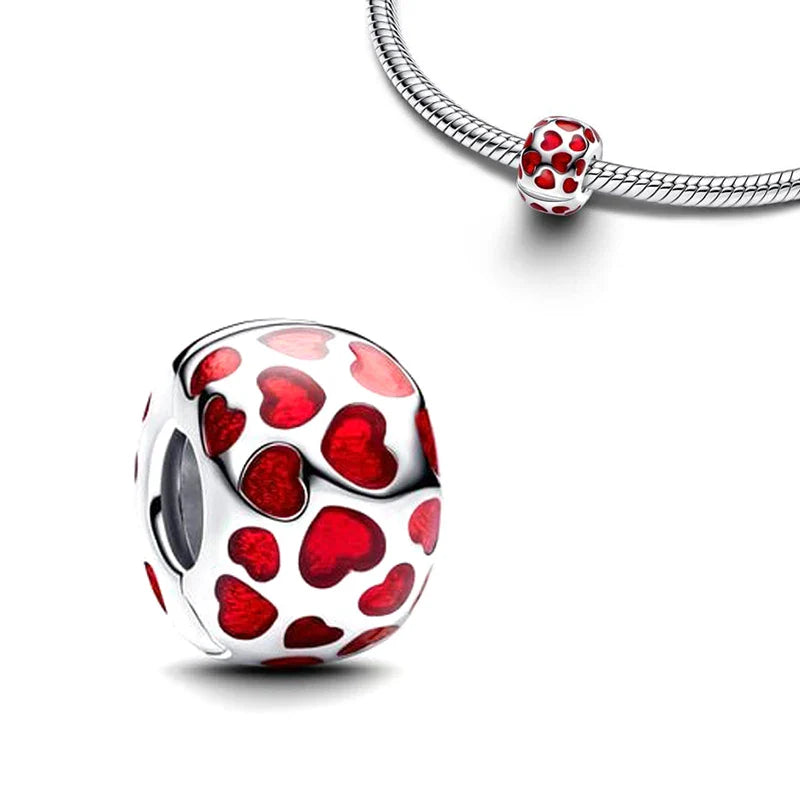 925 Silver Valentine's Day Snake Year Series Pendant Suitable for 925 Sterling Silver Original Women's Bracelet DIY Jewelry Gift