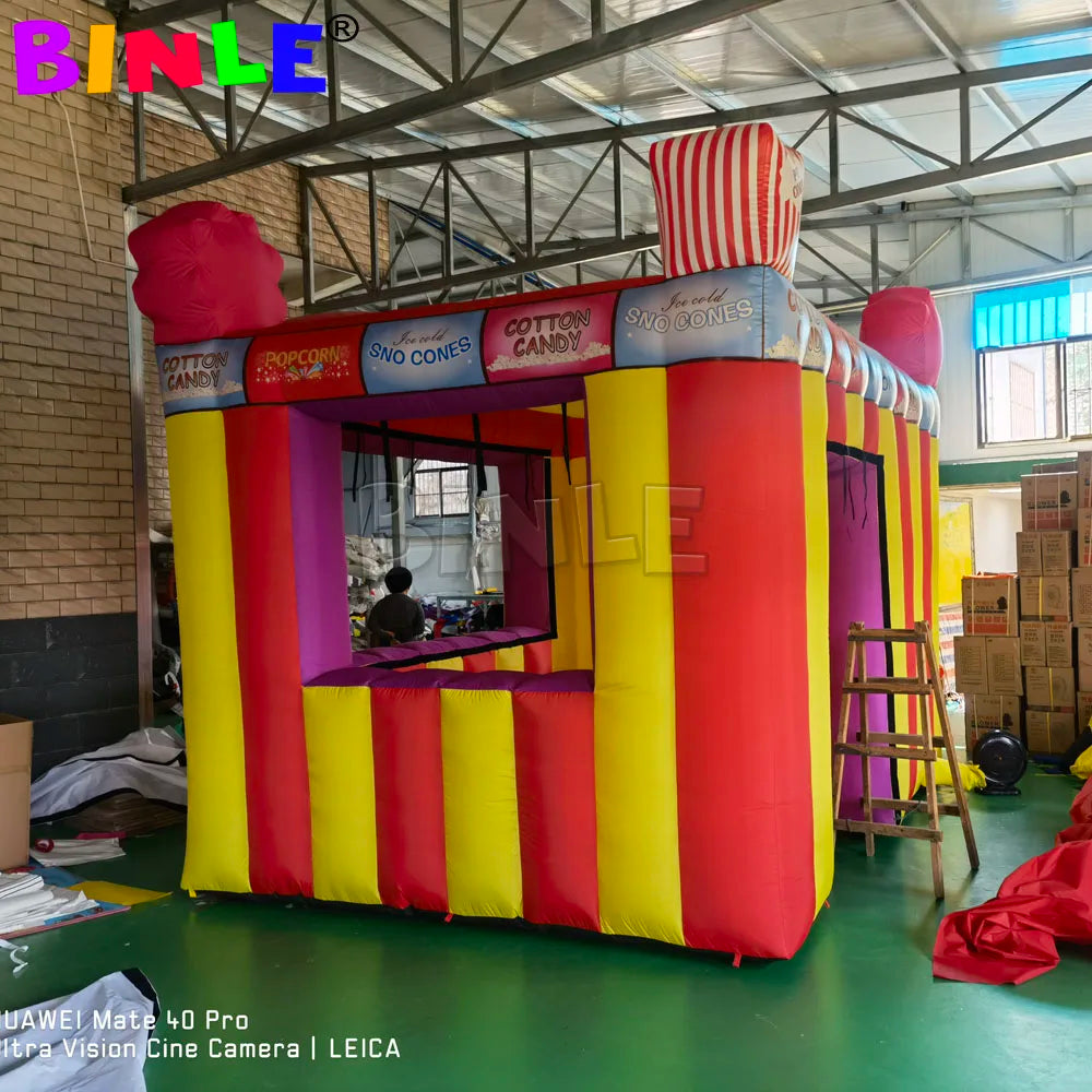 3M Inflatable Carnival Treat Shop – Portable Fast Food Cabin Booth, Foldable Concession Stand with Curtain - Premium  from Lizard Vigilante - Just $1500.99! Shop now at Lizard Vigilante