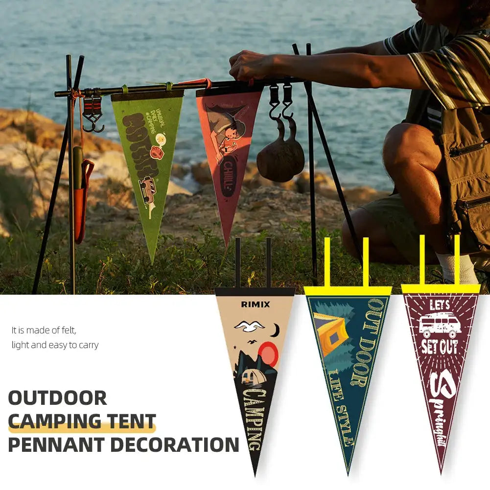 Outdoor Camping Tent Pennant Flags Picnic Canopy Atmosphere Decorations Camp Hanging Flags Holiday Scene Felt Bunting