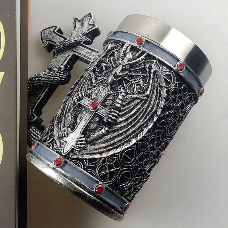 Medieval Viking Retro 3D Sword Skull Beer Mug With Stainless Steel Insert Resin Big Capacity Coffee Cups Men's Halloween Gift - Premium  from Lizard Vigilante - Just $63.99! Shop now at Lizard Vigilante