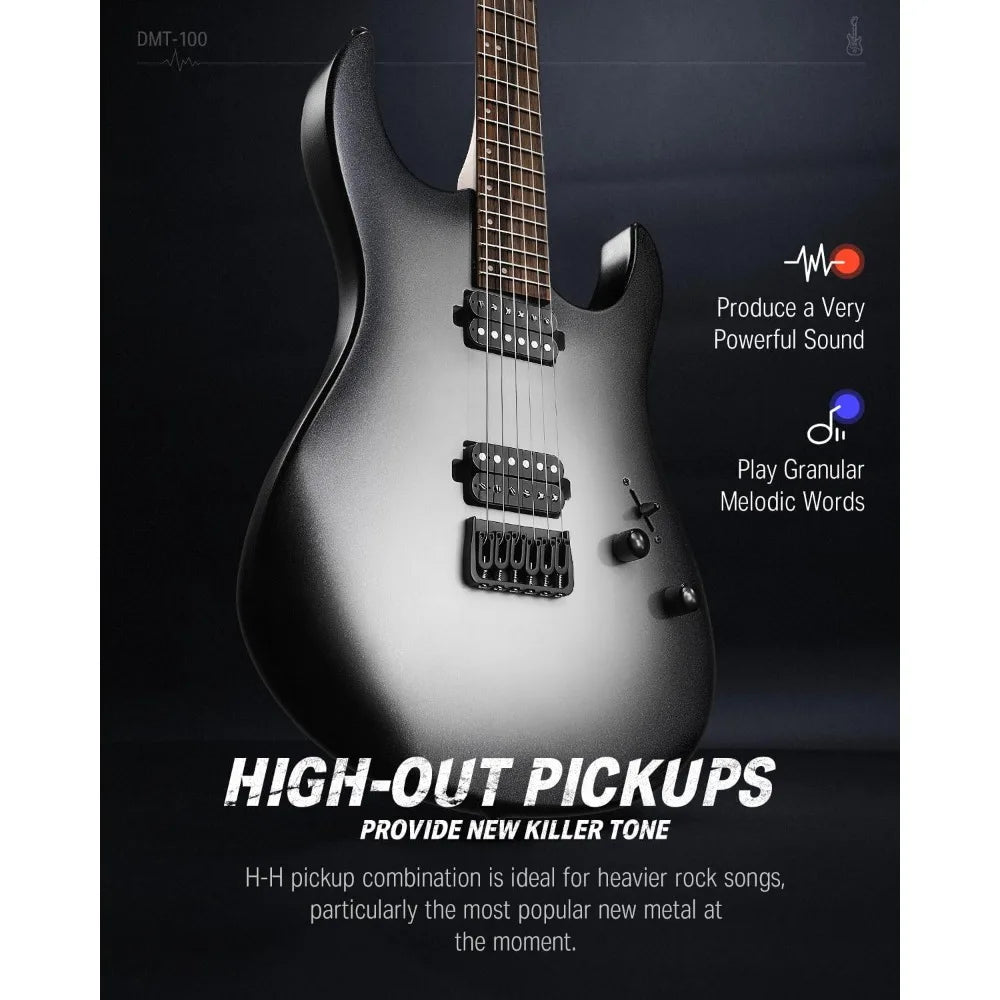 Gradient Black Solid Body Electric Guitar - 39-Inch Rock Music Beginner Kit with H-H High-Out Pickups, Curved Maple Neck, & Accessories - Premium Electric Guitar from Lizard Vigilante - Just $311.08! Shop now at Lizard Vigilante