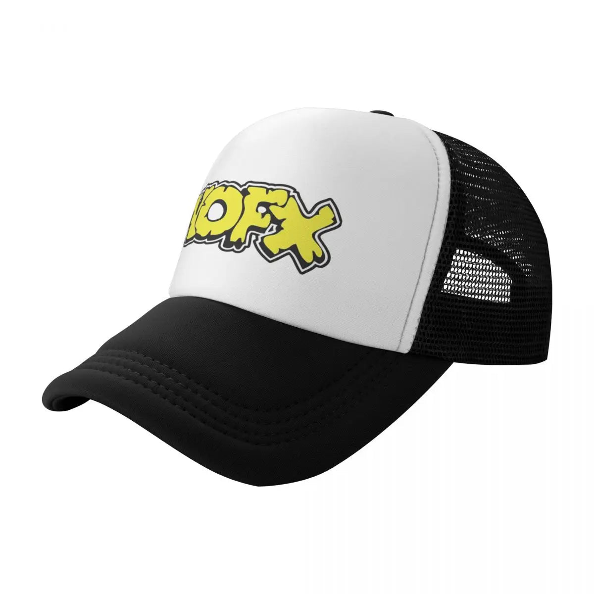 NOFX Punk Band Logo Foam Mesh Trucker Hat | Adjustable Summer Rock Music Baseball Cap | Breathable Mesh-Back Unisex Outdoor Sun Protection Hat - Premium Hat from Lizard Vigilante - Just $23.88! Shop now at Lizard Vigilante