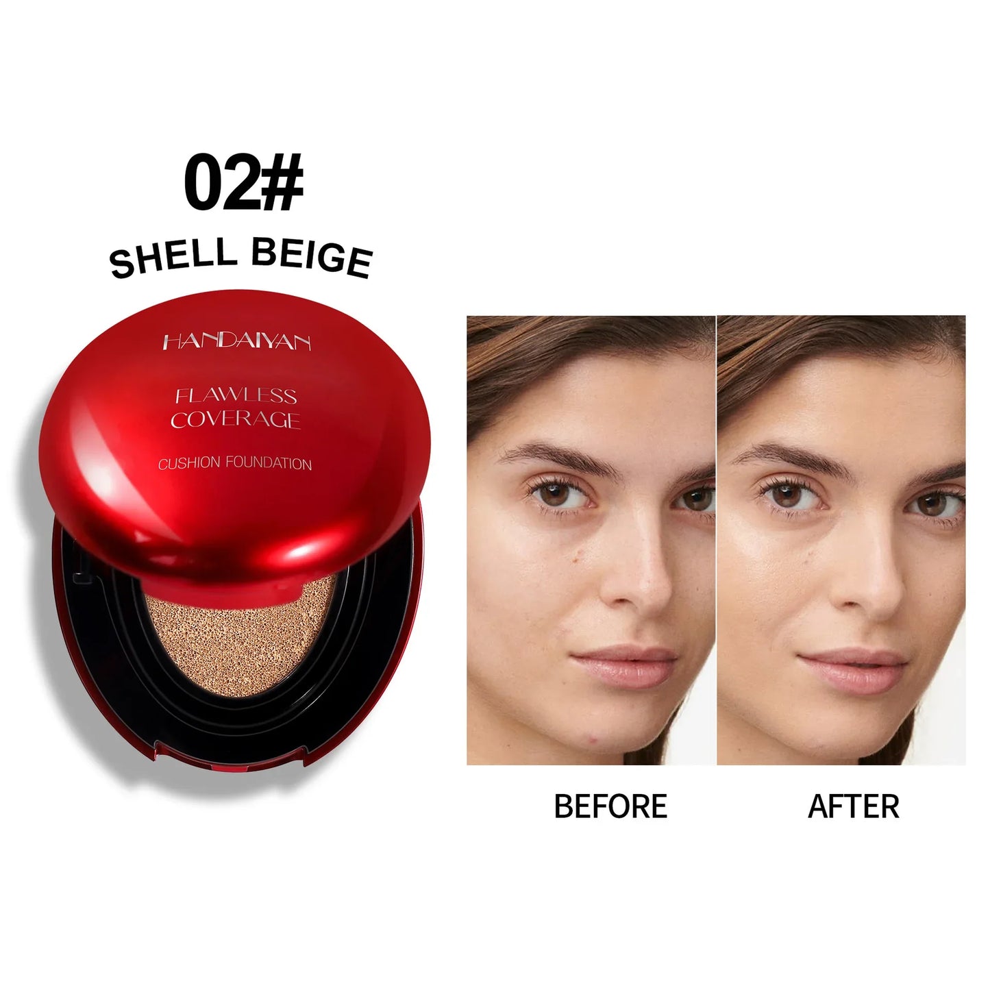 Red Shell Air Cushion Foundation Concealer Long Lasting Non-Stick Foundation