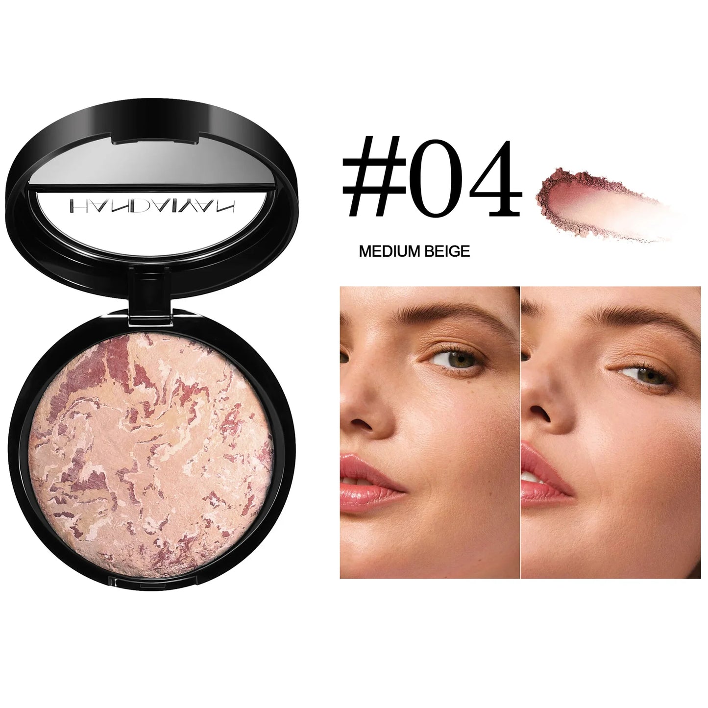7 Colors Baked Duo Powder Matte Finishing Face Foundation Setting Powder Compact Waterproof Full Coverage Makeup Setting Base
