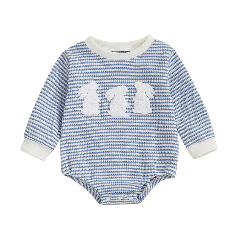 Adorable Infant Unisex Hoodies Rompers Spring Outfits Easter Bunny Carrot Embroidered Long Sleeve Bodysuits Jumpsuits