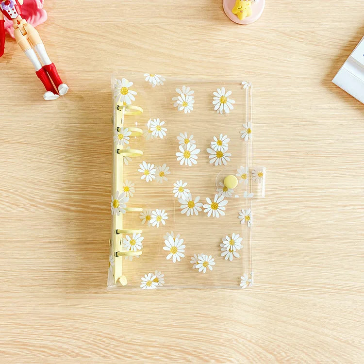 A5 A6 A7 Fresh Green Yellow Pink Daisy Loose Leaf Binder Cover Journal Sketchbook Accessories Diary Office Supplies