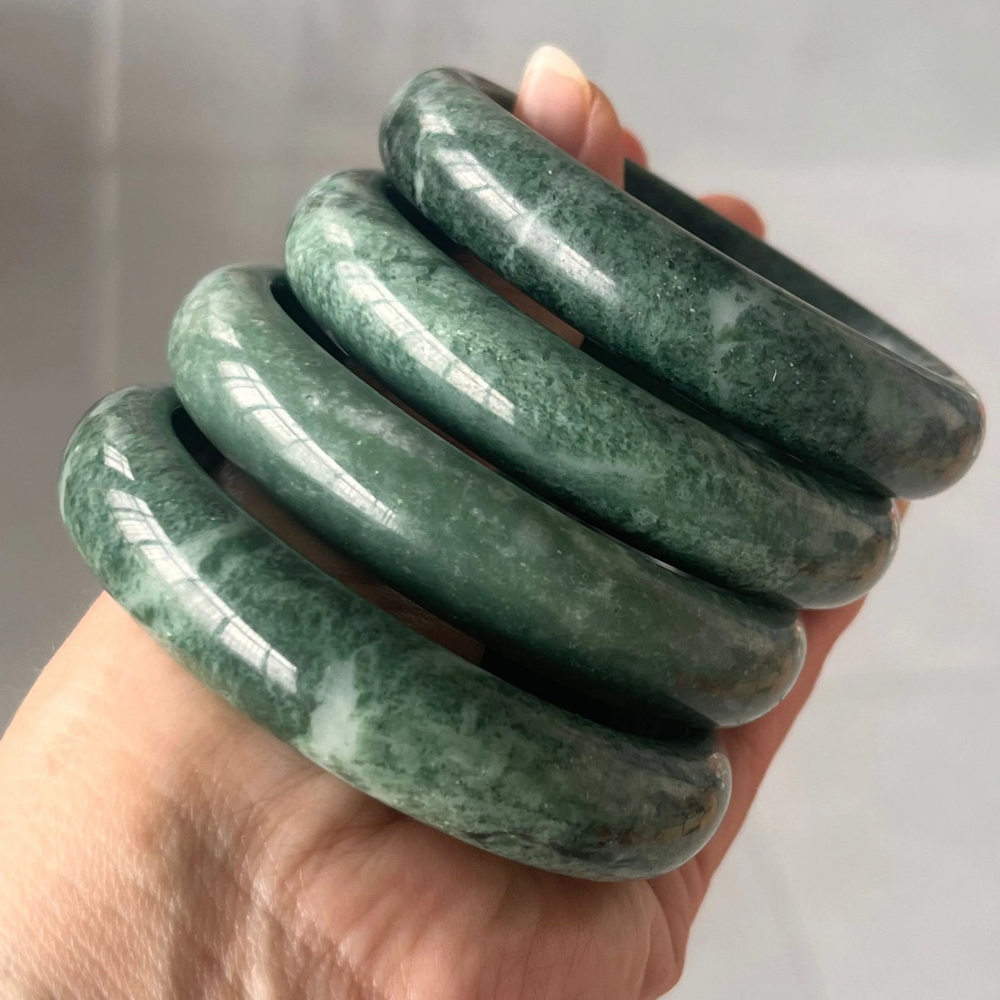 Natural Green Jade Bangle - Genuine Myanmar Jadeite Healing Gemstone Bracelet for Women, Classic Round Fine Jewelry - Premium Bracelet from Lizard Vigilante - Just $19.88! Shop now at Lizard Vigilante