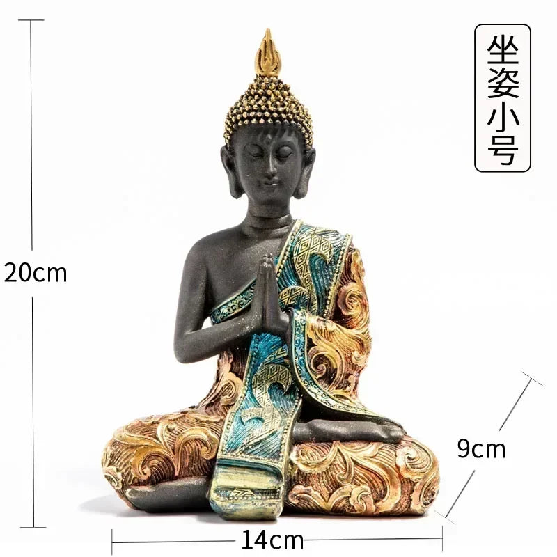 Large Buddha Statue Thailand Buda Buddha Sculpture Green Resin Handmade Buddhism Figurine Meditation Home Decor