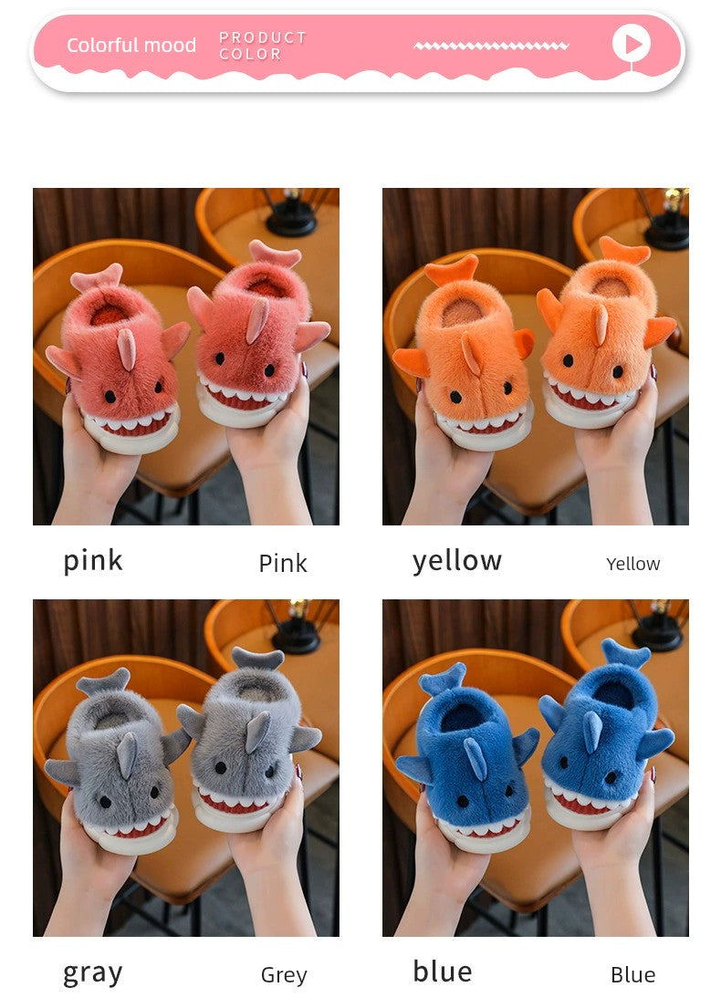 Children's Waterproof Cotton Slippers with Cute Shark Pattern - Non-Slip Indoor Footwear for Autumn and Winter - Premium slippers from Lizard Vigilante - Just $23.88! Shop now at Lizard Vigilante