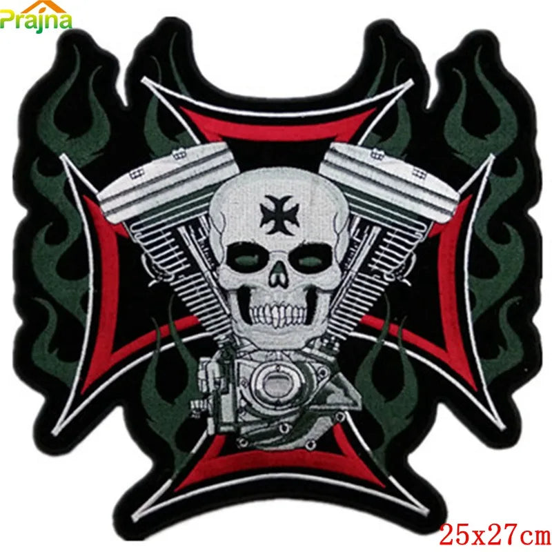 Punk Biker Patch Iron/Sew On Embroidery Patches On Clothes Skull Big Pacthes For Jacket Applique DIY Rock Large Back Pacth Badge - Lizard Vigilante