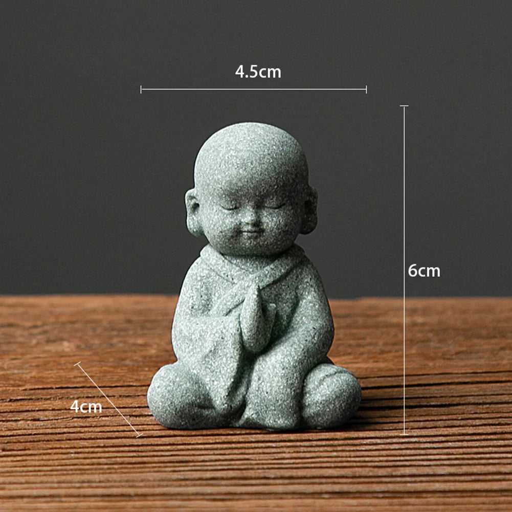 Buddha Stone Statue Little Buddhist Monks Tibetan Buddhism Figurines Zen Garden Ornament Meditation Home Aquarium Decoration