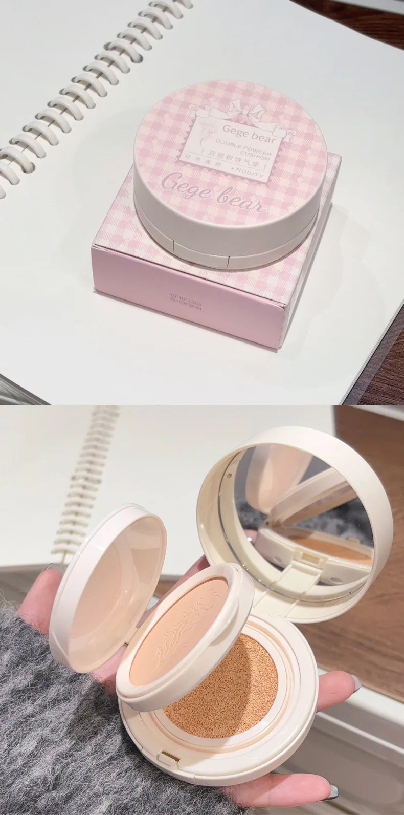 Matte Face Pressed Powder Oil Control Natural Full Coverage Moisturizing Whitening Foundation Cream Base Makeup 2 In 1 Cosmetic