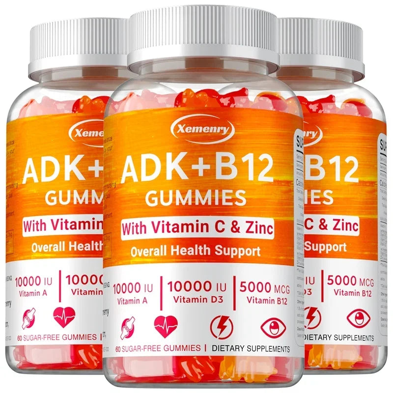 Vitamin D3 K2 + Vitamin B12 Gummies - Boost Metabolism, Eyes, Bone, Energy, Nerve, Immune Support